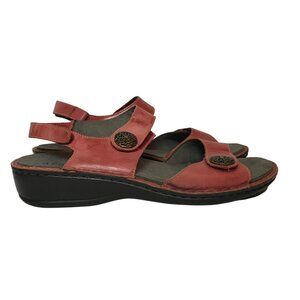 Aravon Womens Adjustable Red Leather Sandals Size 12AA